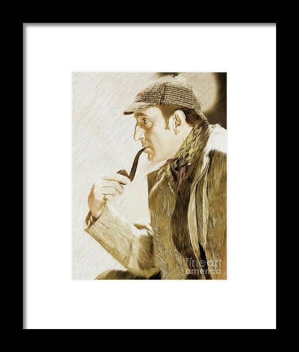 Basil Framed Print featuring the painting Basil Rathbone as Sherlock Holmes by Esoterica Art Agency