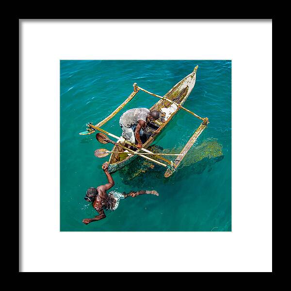 5 Ptd Photo Travel Framed Print featuring the photograph Basket Fishing in Mozambique by Gregory Daley MPSA
