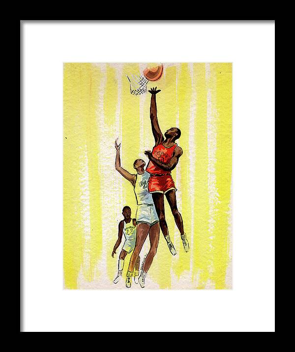 Basketball Players Framed Print featuring the painting Basketball by Olga Kaczmar