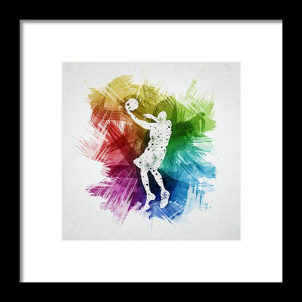 Basketball Framed Print featuring the digital art Basketball Player Art 01 by Aged Pixel
