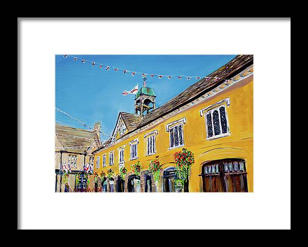 Acrylic Framed Print featuring the painting Baskets And Bunting, Tetbury Market Hall by Seeables Visual Arts
