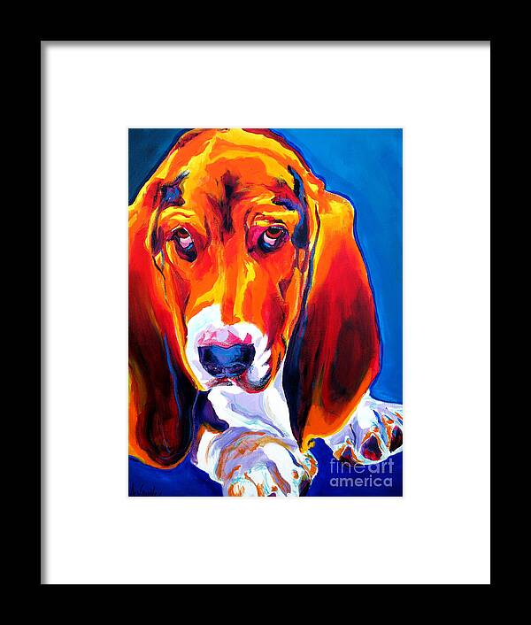 Basset Framed Print featuring the painting Basset - Ears by Dawg Painter