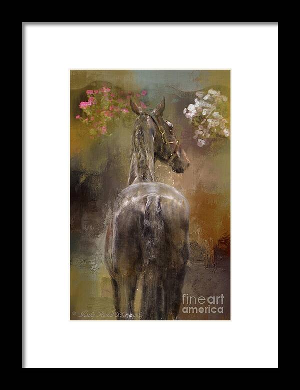 Horse Framed Print featuring the digital art Bath Time by Kathy Russell