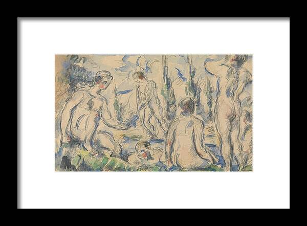 19th Century Art Framed Print featuring the drawing Bathers, 1890-1892. by Paul Cezanne