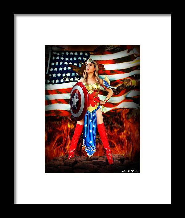 Wonder Woman Framed Print featuring the photograph Battle America by Jon Volden