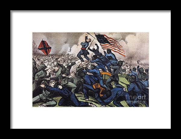 1863 Framed Print featuring the drawing Battle Of Fort Wagner, 1863 by Granger