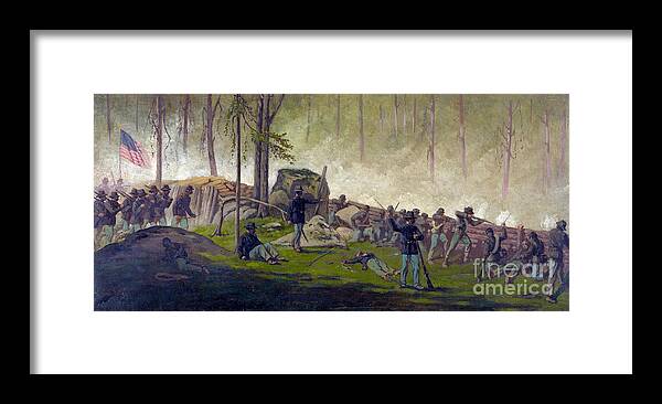 Military Framed Print featuring the photograph Battle Of Gettysburg, Culps Hill, 1863 by Science Source