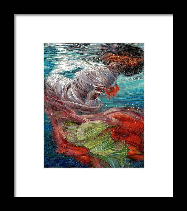 Mermaid Framed Print featuring the painting Batyam by Mia Tavonatti