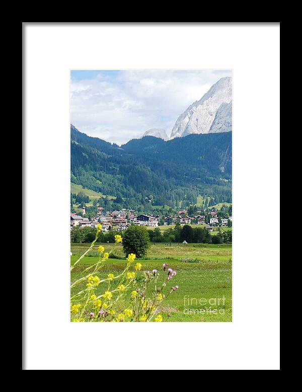 Bavaria Framed Print featuring the photograph Bavarian Alps with Village and Flowers by Carol Groenen
