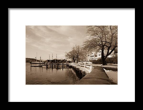 Bay Street Framed Print featuring the photograph Bay Street in Winter - Mystic CT by Kirkodd Photography Of New England