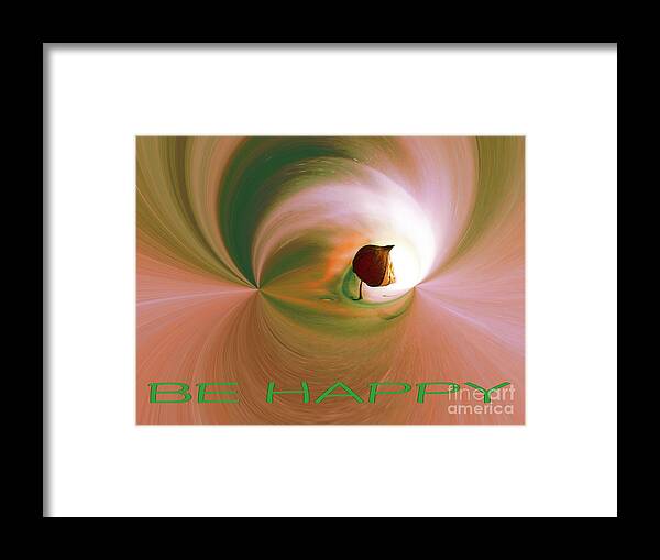 Be Happy Framed Print featuring the digital art Be Happy Green-rose with Physalis by Eva-Maria Di Bella