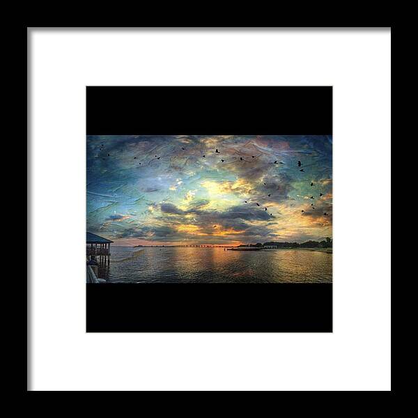 Autostitch Framed Print featuring the photograph Be Still And Listen #iphone6 #sunset by Joan McCool