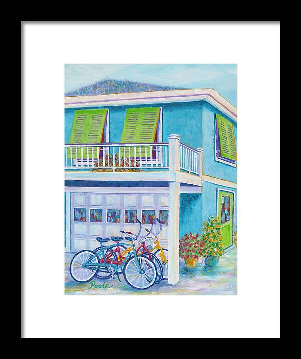 Beach Framed Print featuring the painting Beach Bikes by Pamela Poole