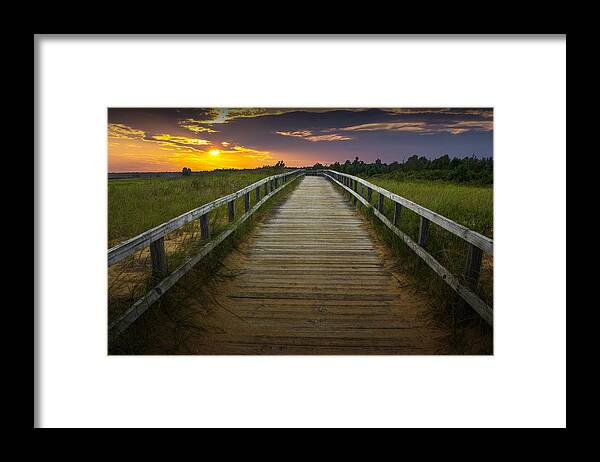 Beach Framed Print featuring the photograph Beach Boardwalk at Sunset by Randall Nyhof