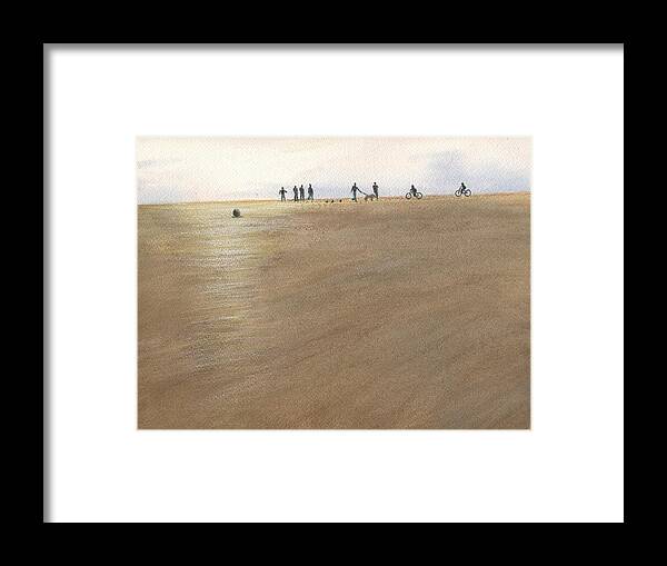 Beach Framed Print featuring the painting Beach Bocce Bikes by Peter Senesac