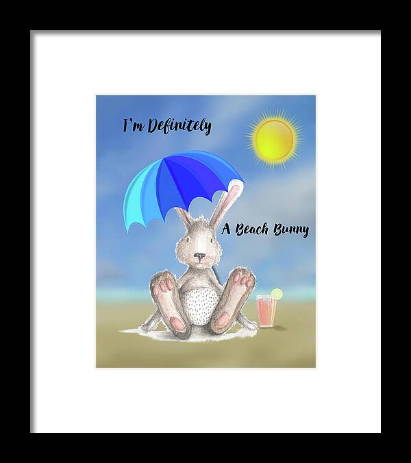 Graphic Design Framed Print featuring the painting Beach Bunny by Colleen Taylor