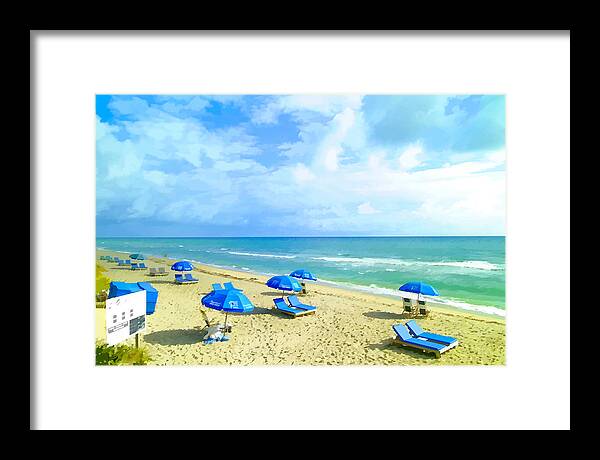 Beach Chairs Framed Print featuring the photograph Beach chairs by Lou Novick