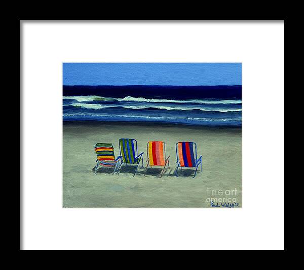 Beach Framed Print featuring the painting Beach Chairs by Paul Walsh