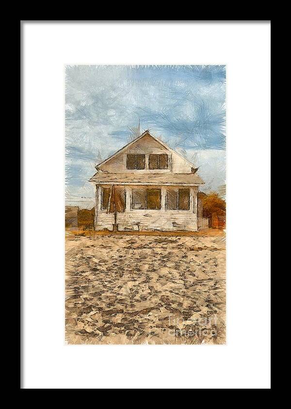 Colored Framed Print featuring the photograph Beach Cottage Pencil by Edward Fielding