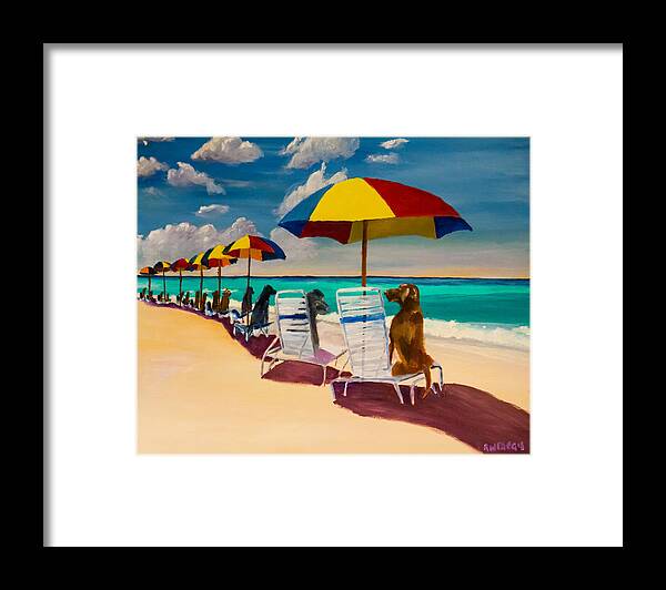 Beach Framed Print featuring the painting Beach Day by Roger Wedegis