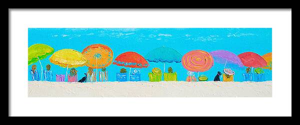 Beach Framed Print featuring the painting Beach Decor - Umbrellas Panorama by Jan Matson
