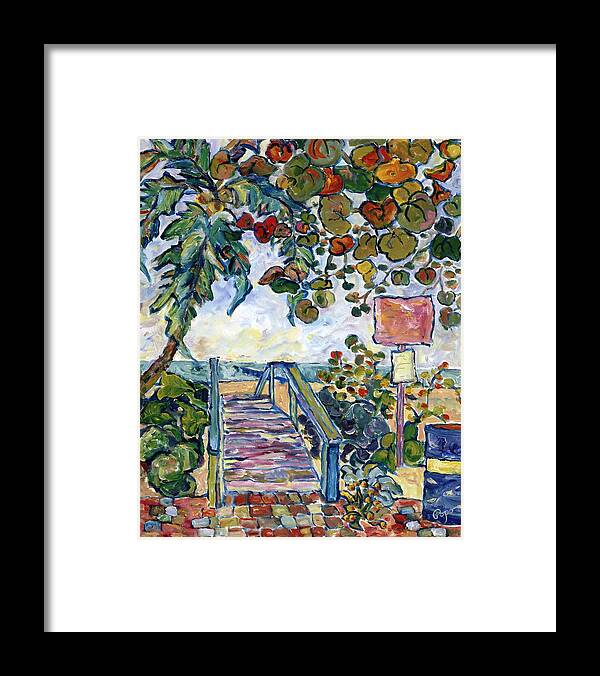 Beach Entrance Framed Print featuring the painting Beach entrance 3rd avenue south Olde Naples by Popo Flanigan