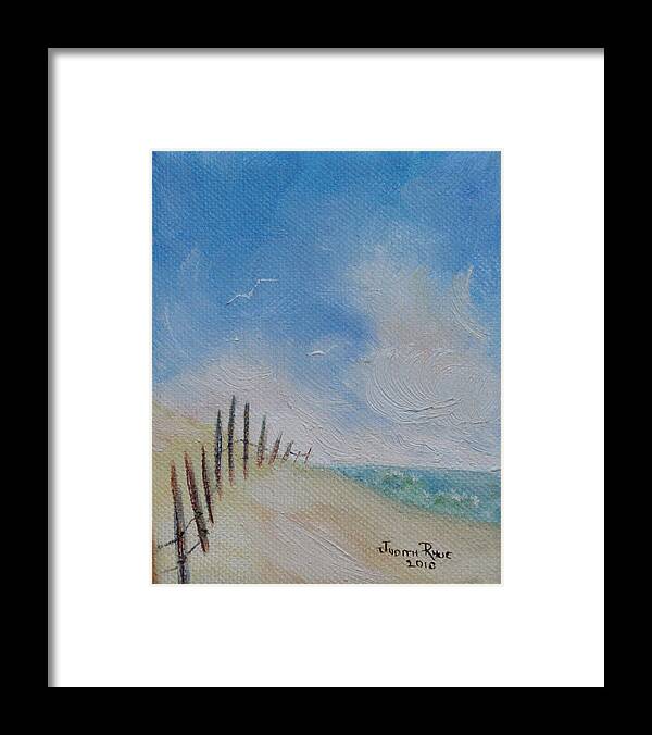 Beach Framed Print featuring the painting Beach Fence by Judith Rhue