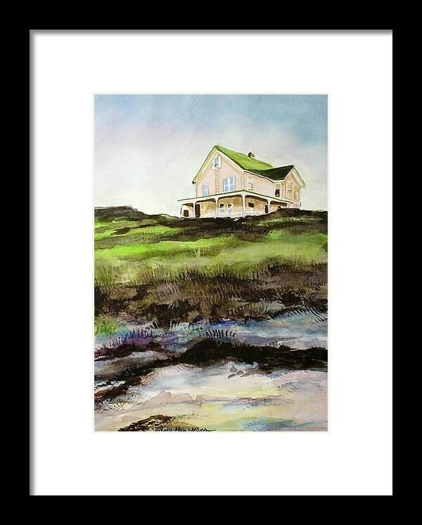 Beach Framed Print featuring the painting Beach House Block Island by Edith Hunsberger