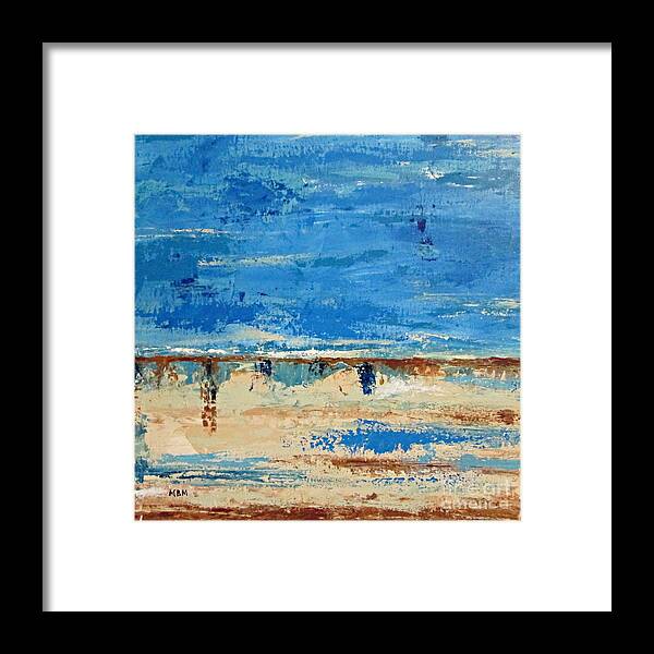 Abstract Art Framed Print featuring the painting Beach by Mary Mirabal