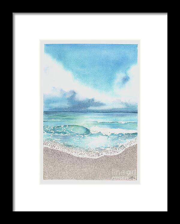 Beach Framed Print featuring the painting Beach of Tranquility by Hilda Wagner