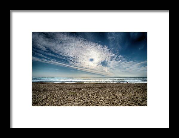 Passeggiatealevante Framed Print featuring the photograph Beach Sand With Clouds - Spiagggia Di Sabbia Con Nuvole by Enrico Pelos