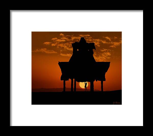 Sunset Framed Print featuring the photograph Beach Shelter at Sunset by Joe Bonita