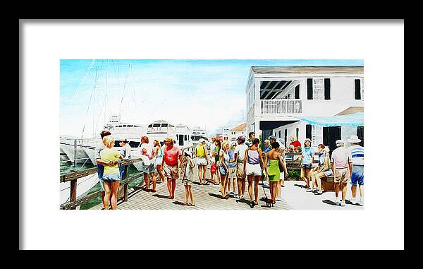 Fine Art Framed Print featuring the painting Beach/Shore II Boardwalk Beaufort Dock - Original Fine Art Painting by G Linsenmayer