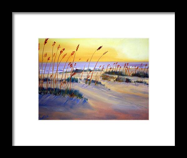 Beach Framed Print featuring the painting Beach Sunrise by Phil Burton