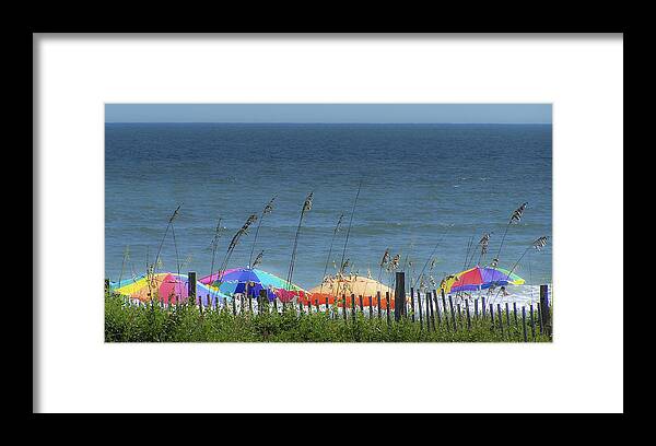 Beach Framed Print featuring the photograph Beach Umbrellas by Teresa Mucha