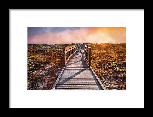 Clouds Framed Print featuring the photograph Beach Walk in the Dunes by Debra and Dave Vanderlaan