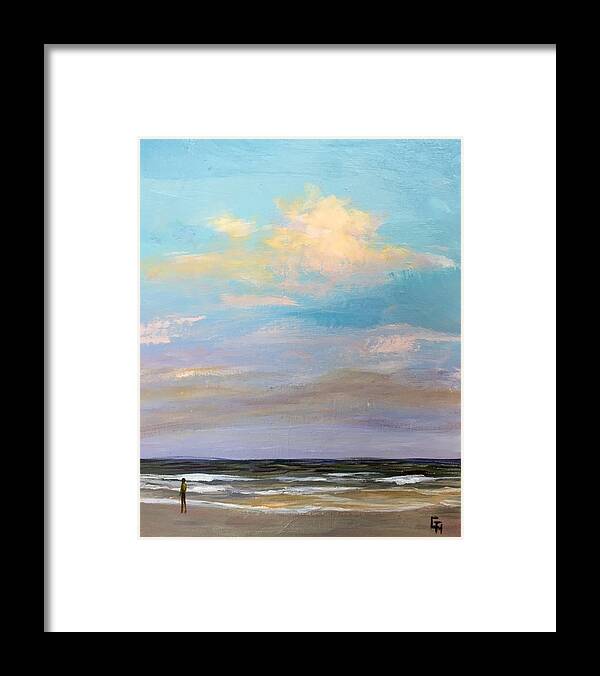 Seascape Framed Print featuring the painting Beachcomber -5PM-1 by Gretchen Ten Eyck Hunt