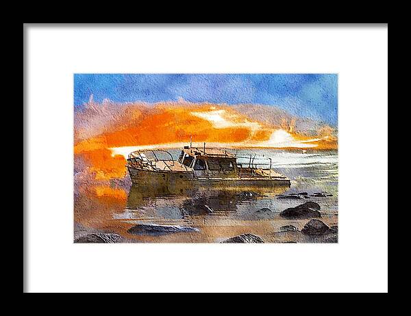 beached Wreck Framed Print featuring the painting Beached Wreck by Mark Taylor