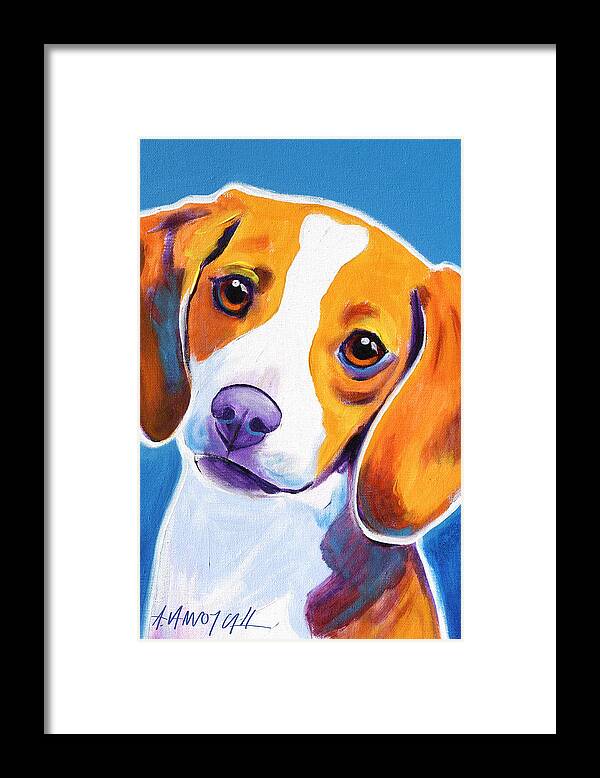 Beagle Framed Print featuring the painting Beagle - Dixie by Dawg Painter