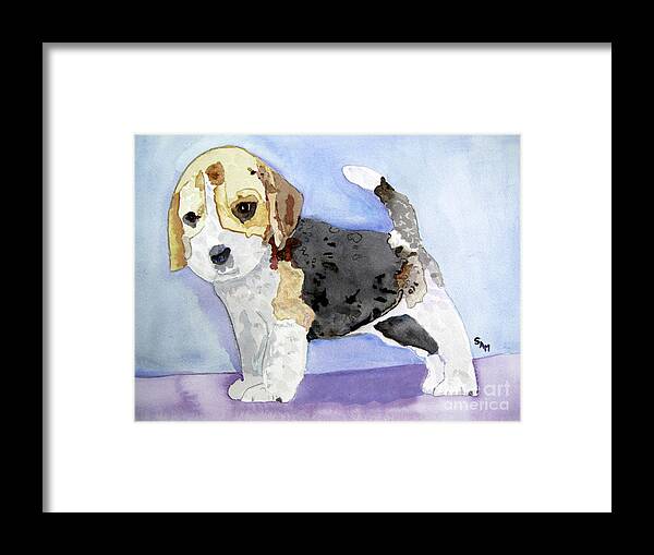 Beagle Framed Print featuring the painting Beagle Pup by Sandy McIntire