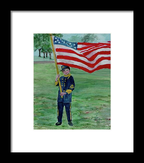 American Art Framed Print featuring the painting Beaming with American Pride by Jeannie Allerton