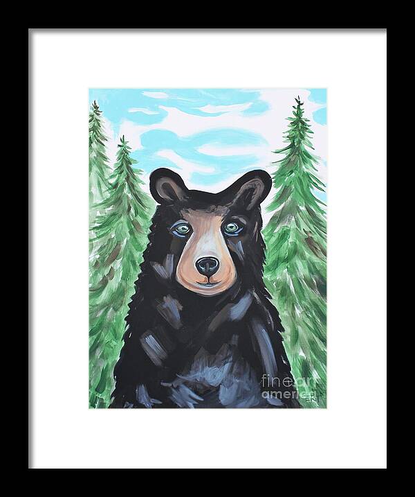 Bear Framed Print featuring the painting Bear in the Woods by Elizabeth Robinette Tyndall