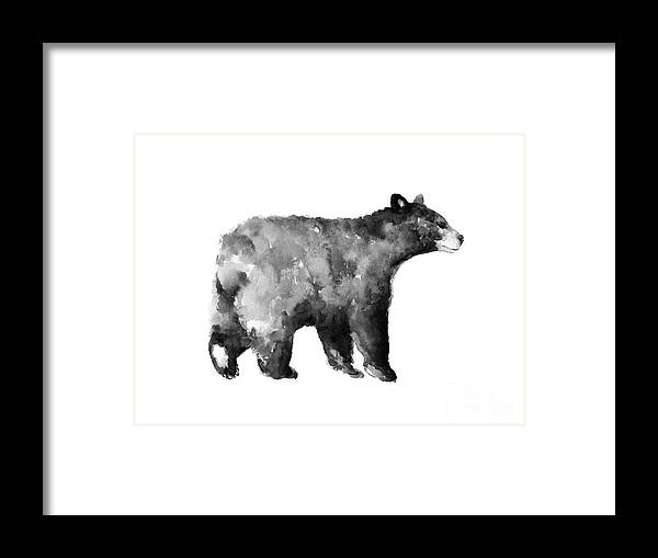 Bear Framed Print featuring the painting Bear watercolor drawing poster by Joanna Szmerdt