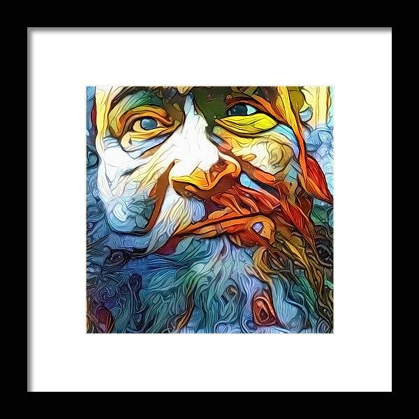 Portrait Framed Print featuring the digital art Bearded Man's Face by Bruce Rolff