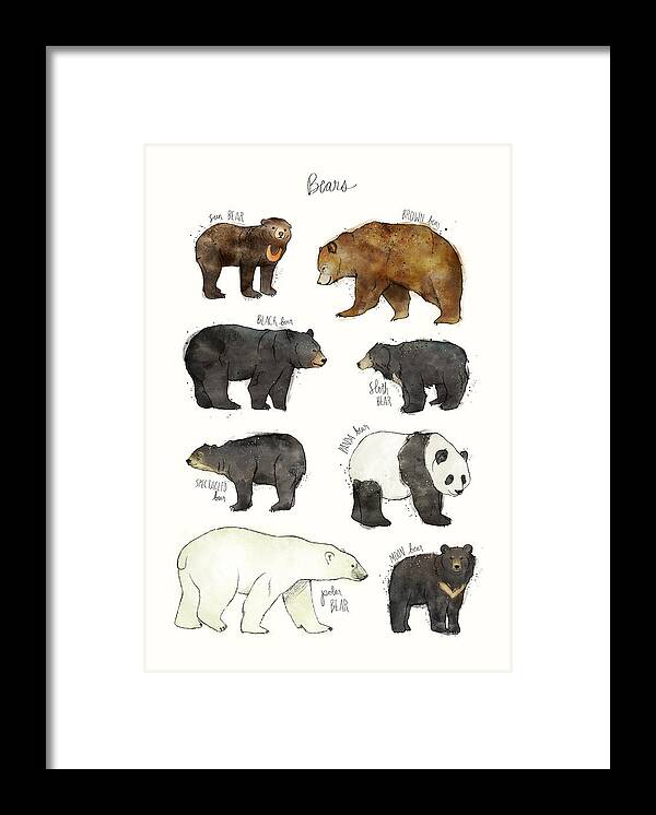 Bear Framed Print featuring the drawing Bears by Amy Hamilton