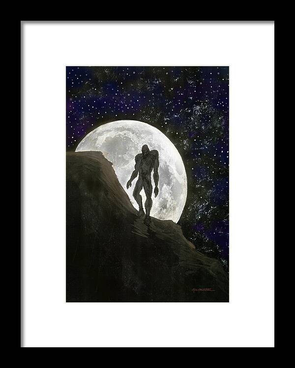 Beast Framed Print featuring the painting Beast at Full Moon by Kevin Middleton