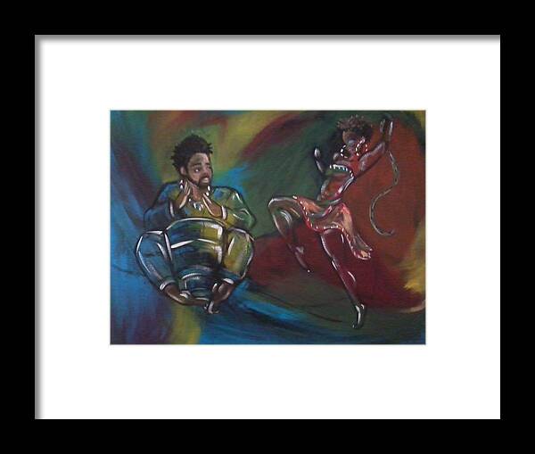 Abstract Acrylics Framed Print featuring the painting Beat to a different drum by Jenny Pickens