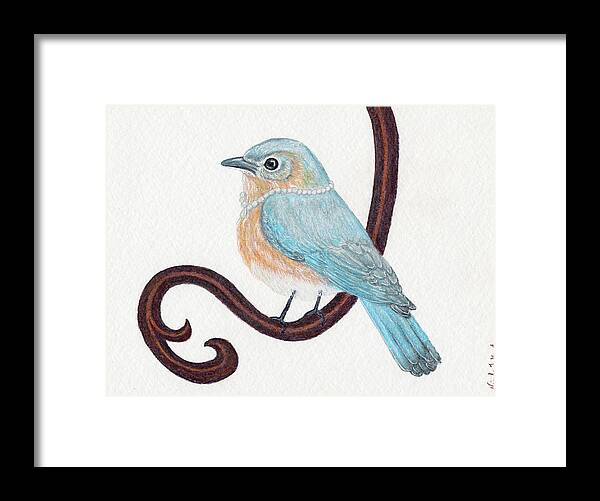 Bird Framed Print featuring the drawing Beautiful Bluebird by Nicole I Hamilton