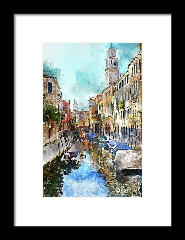 Boat Framed Print featuring the photograph Beautiful Boats in Venice, Italy by Brandon Bourdages