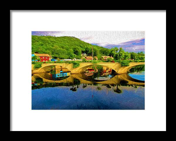 Painting Framed Print featuring the painting Beautiful Bridge of Flowers by Mitchell R Grosky